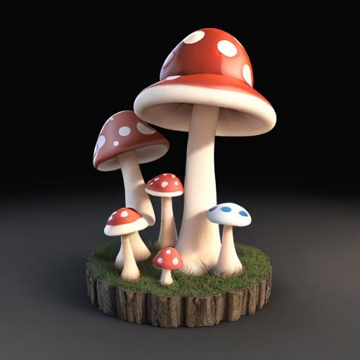 Prompt: 3d magical mushroom black background 