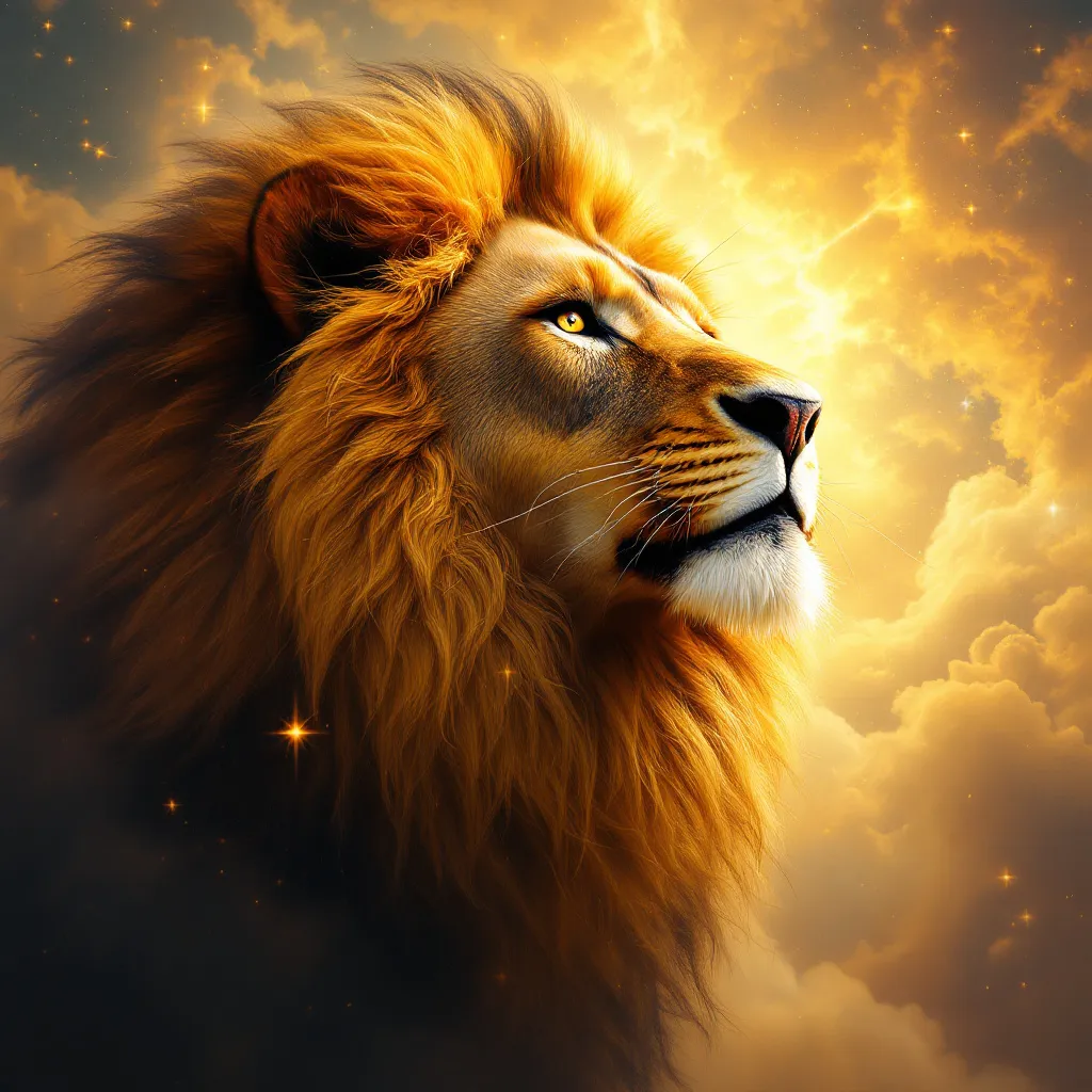 Prompt: The lion of Judah bringing heaven to earth
