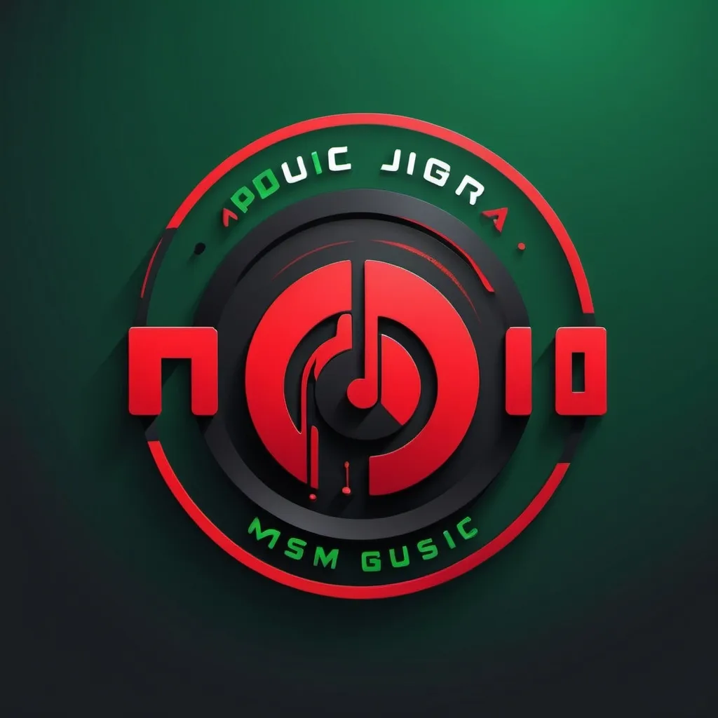 Prompt: Music website logo red and black and green colour 