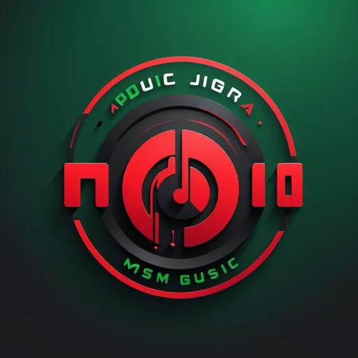 Prompt: Music website logo red and black and green colour 