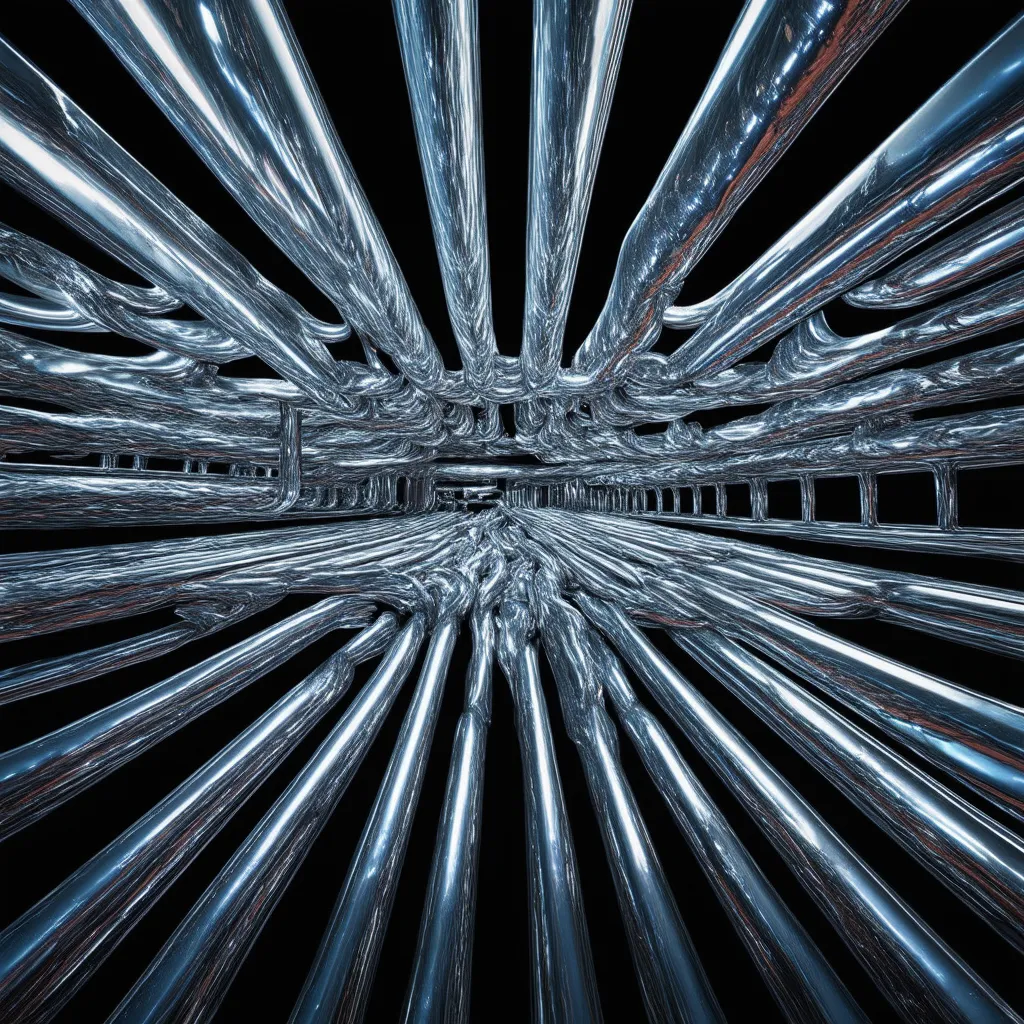 Prompt: hypnotic chrome 3d tubes in an eternally black landscape
