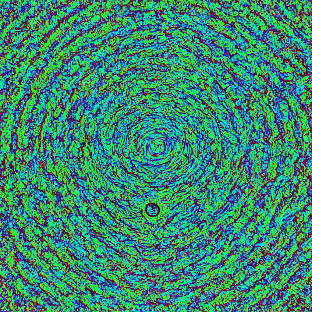 Prompt: hypnotic non-spiral pattern chrome fluorescent vomit