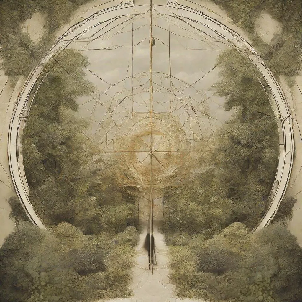 Prompt: a surreal interpretation of golden ratio mixed with nature with a little gothic style.