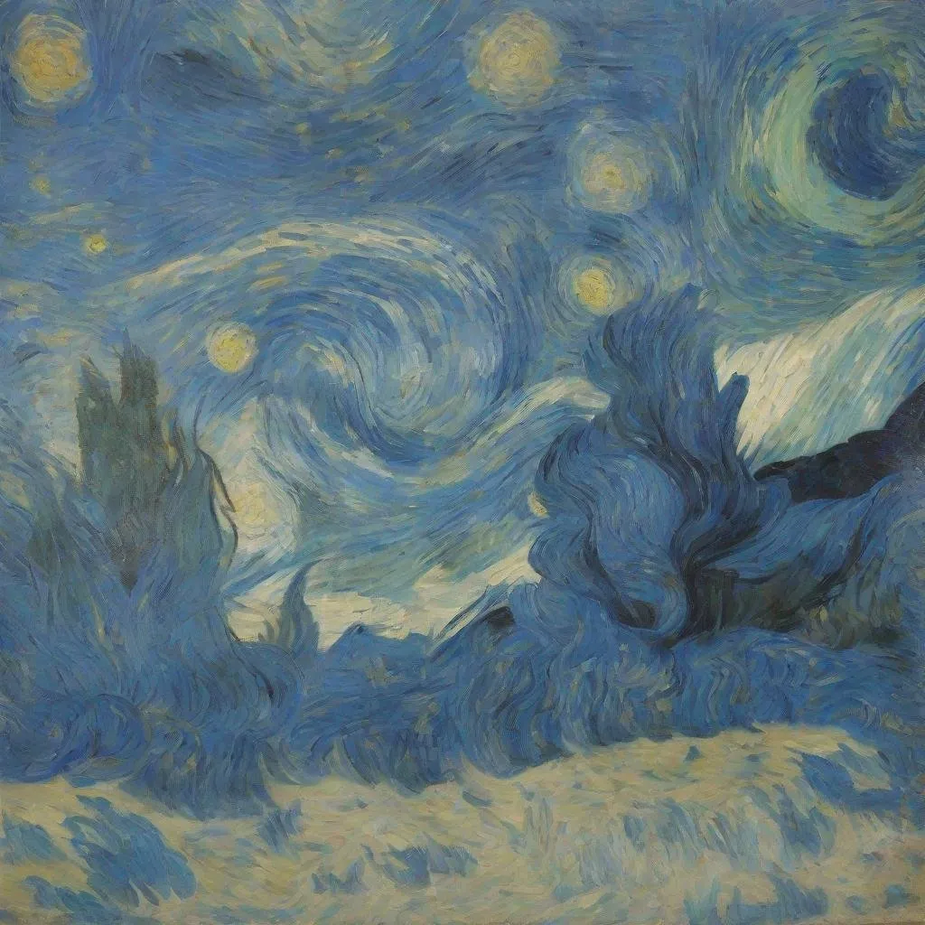 Prompt: painting from the blue period of Gogh.