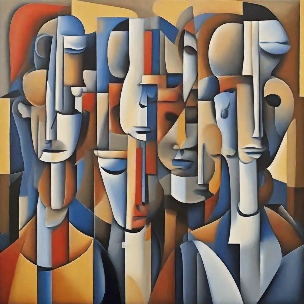 Prompt: faceless art representation in cubism art form.