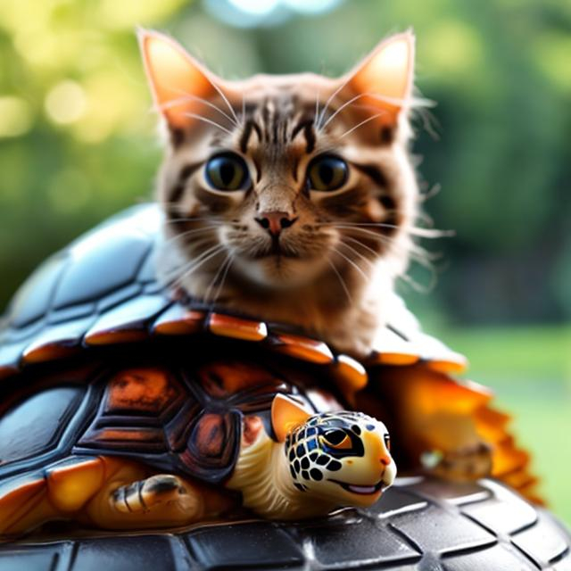 Prompt: a cat on a turtle


