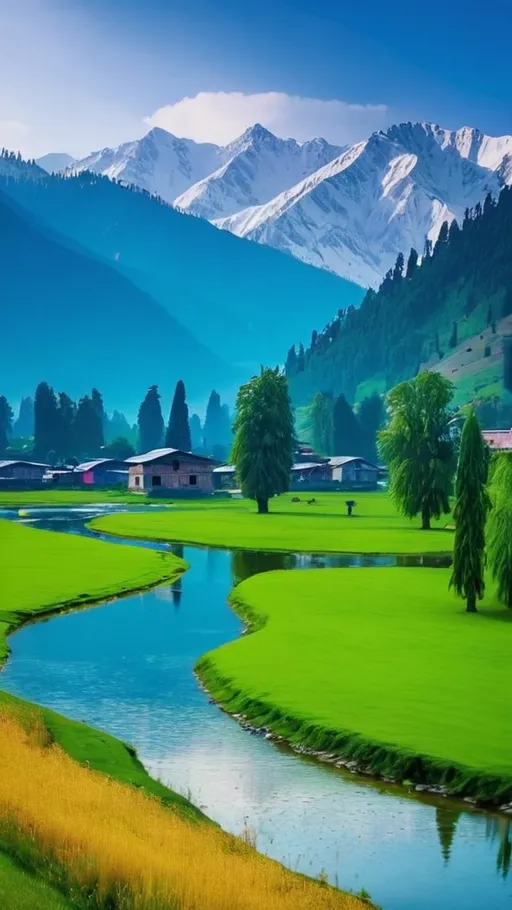 Prompt: Beautiful landscape of Kashmir valley