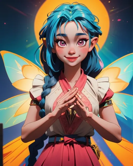 Prompt: masterpiece, best quality, a fairy girl with braids, intricate, smile, happy, 4k