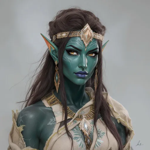 Prompt: Female Earth Genasi