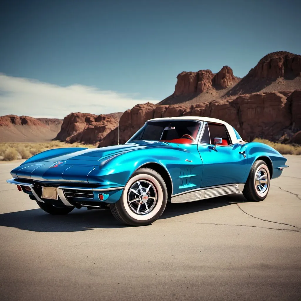 Prompt: Oldschool style corvette car poster 