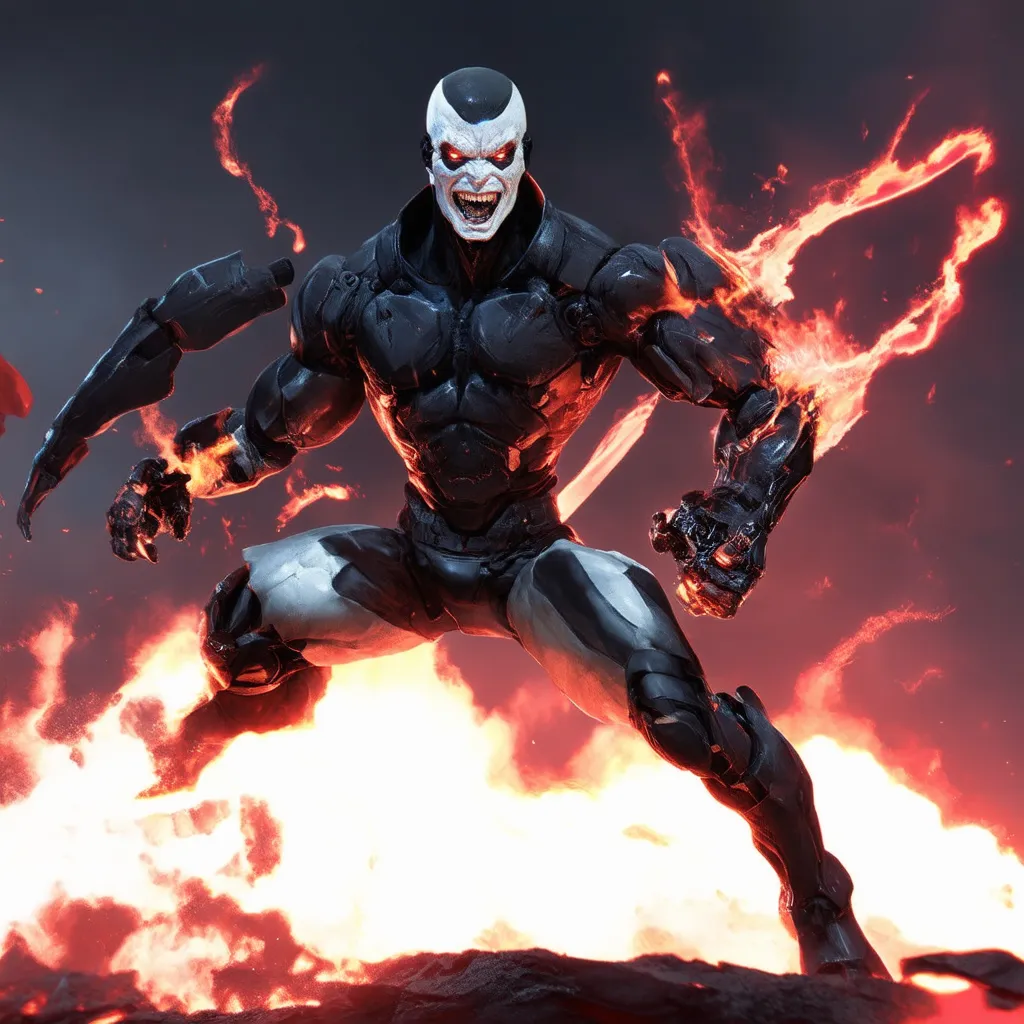 Prompt: a spectacular epic realistic high definition of an ai hero called aiarrow an ai villian called Blackout fighting for power