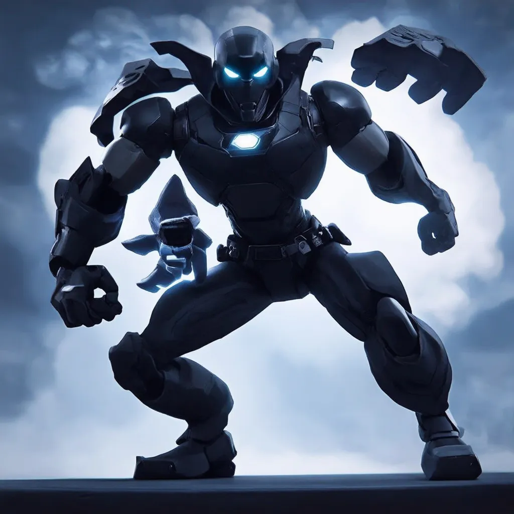 Prompt: a spectacular epic realistic high definition of an ai hero called aiarrow an ai villian called Blackout fighting for power