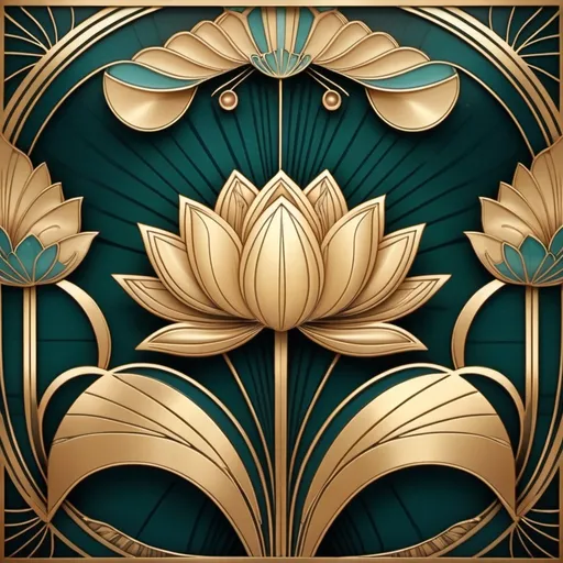 Prompt: art deco design lotus