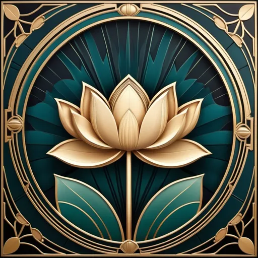 Prompt: art deco design lotus