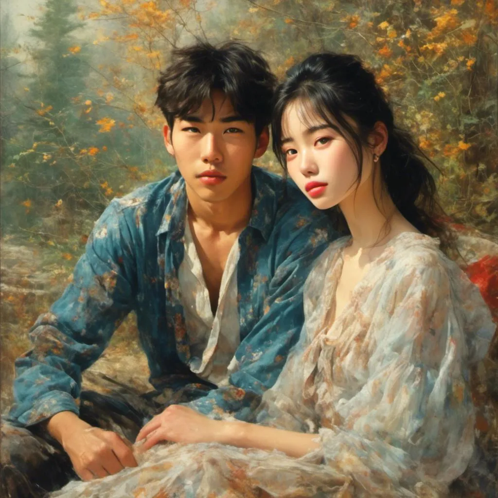 Prompt: She is sitting with a Korean boy
<mymodel>