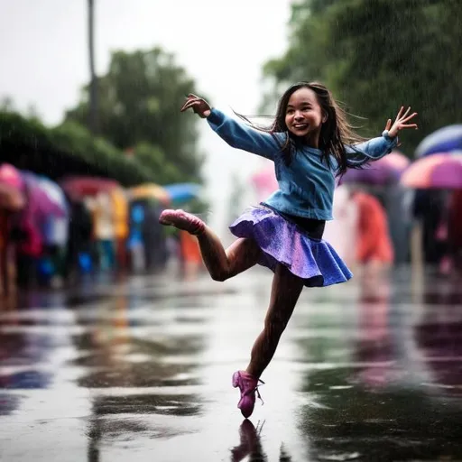 Prompt: A Girl dancing in the rain