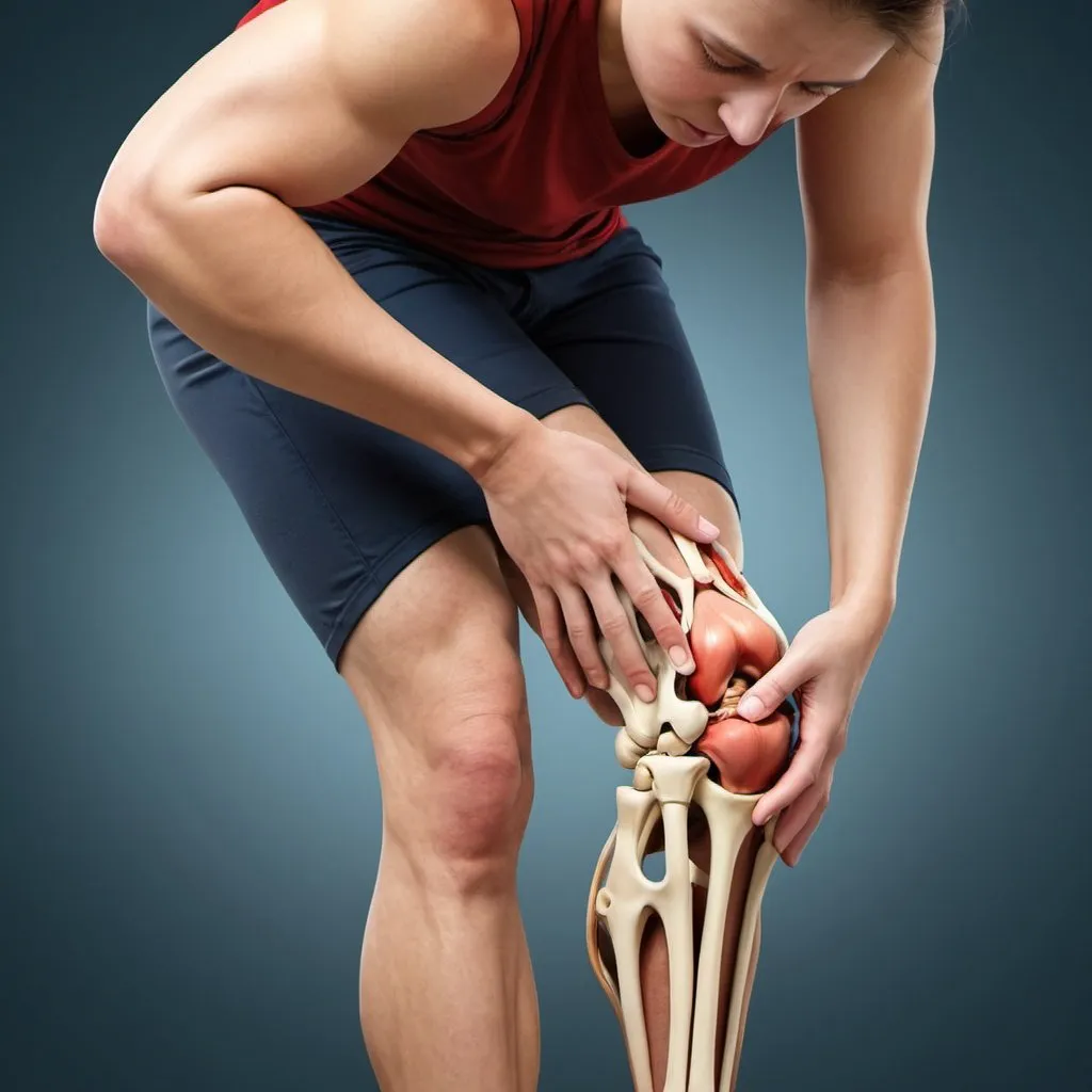 Prompt: Create a realistic image which shows knee pain and ACL and meniscus in Knee