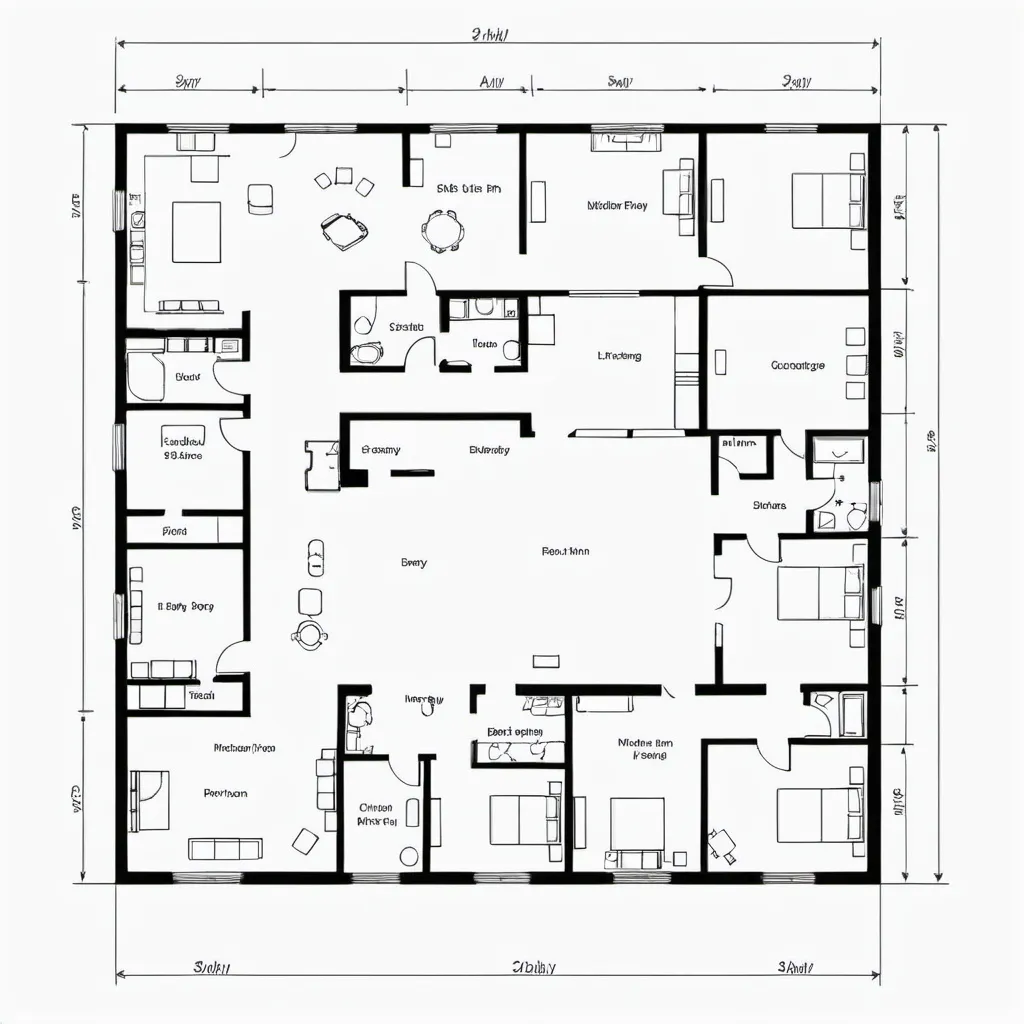 Prompt: create a daycare indoor floor plan, planar graph, black and white