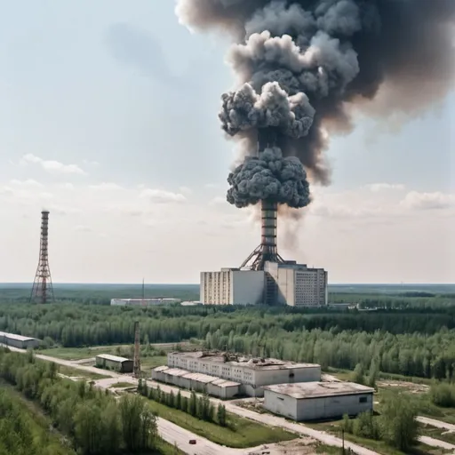Prompt: chernobyl in the moment of the explode