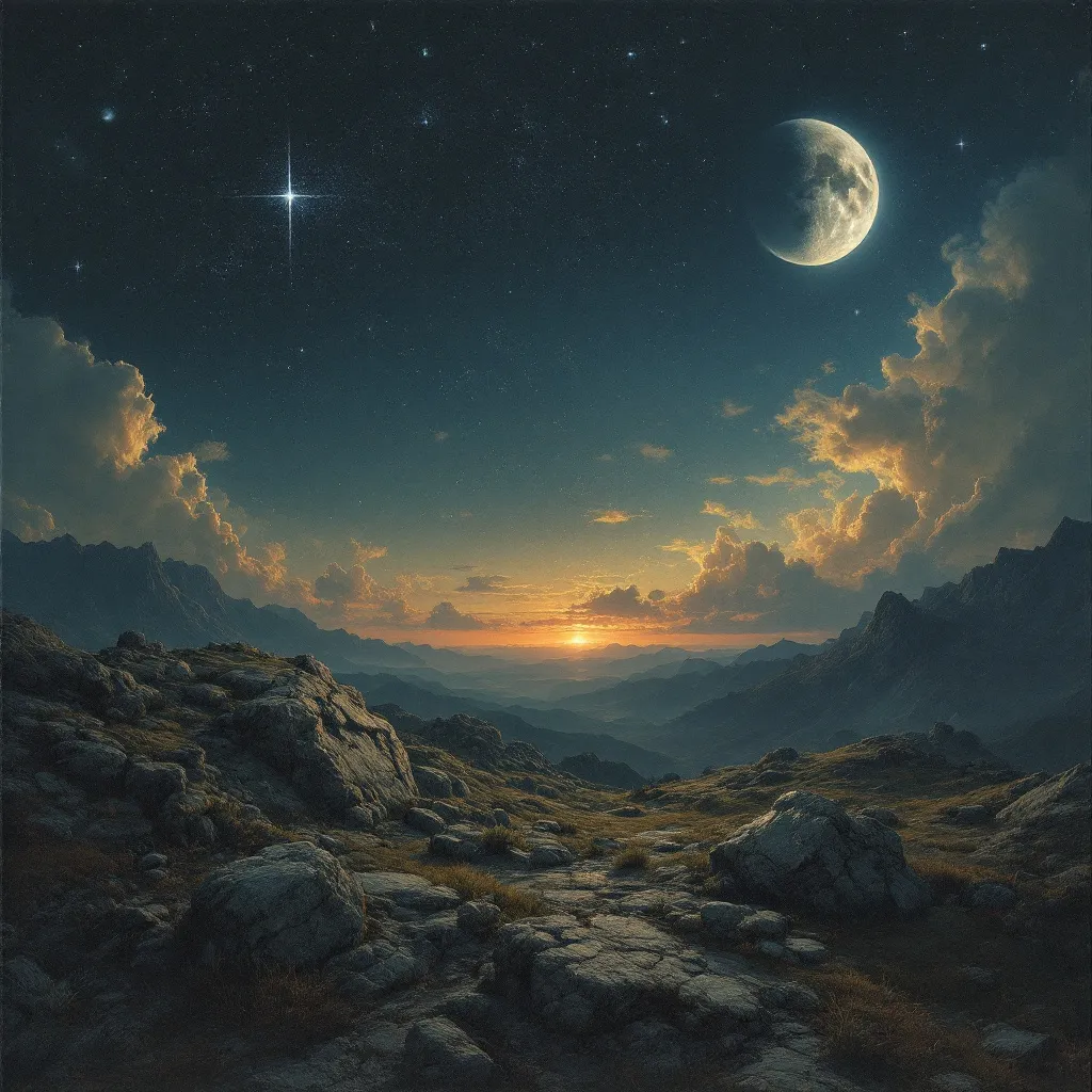 Prompt: A star next to the moon