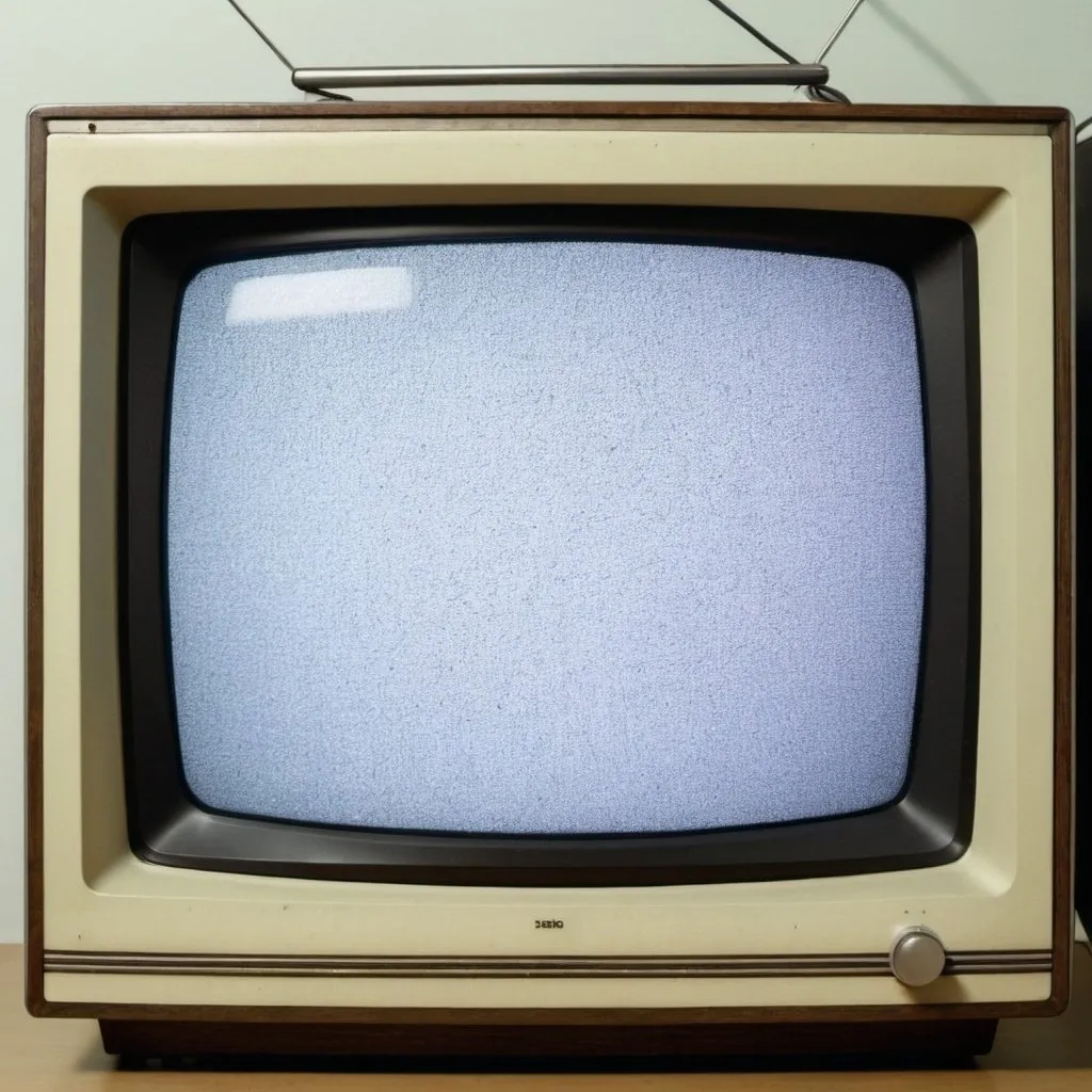 Prompt: An old television from the 1980s with static on the screen