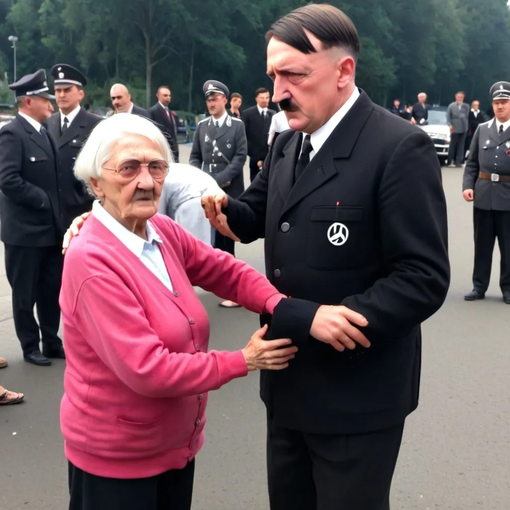 Prompt: old lady with hitler