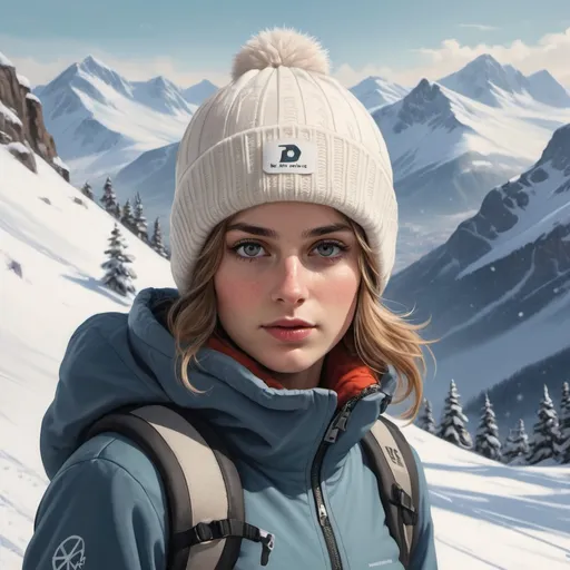 Prompt: Ultra-realistic image of a danish girl skiing in the snow. The girl is standing in a scenic mountain scenery, with the snow-covered peaks in the background. The girl is wearing a full set of ski gear, including a thick winter hoodie, waterproof snow pants, and ski boots. Her hat and gloves are also tailored for snowy conditions. The girl's face is obscured by the thick clothing, but her dark eyes are visible under the ski mask. The lighting is soft and it's giving the image a beautiful and serene feel. The detail and realism are stunning