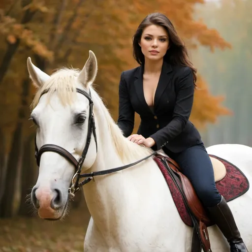 Prompt: A very beautiful woman on a horse