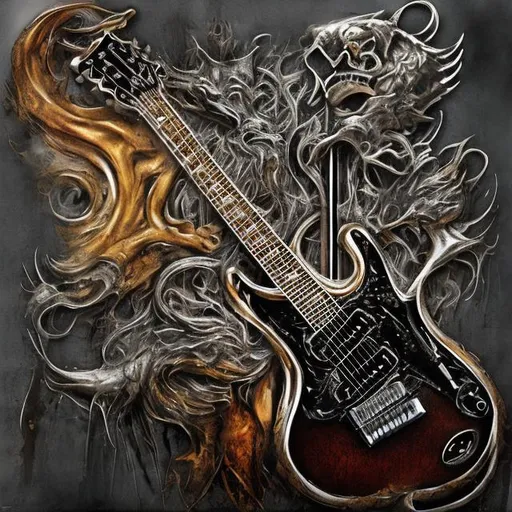 Prompt: guitar art heavy metal