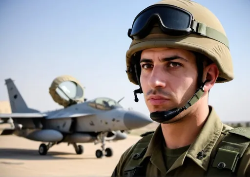 Prompt:  IDF Air Force trainee platoon commander, overseeing ground defense forces at an Air Force base. He is coordinating security operations and ensuring the readiness of his troops for any potential threats