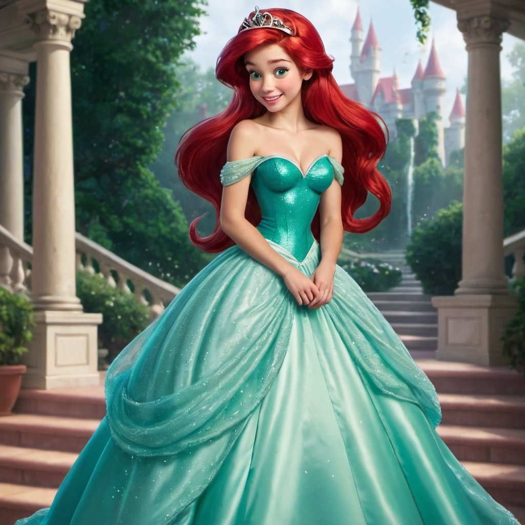 princess ariel in a prom dress