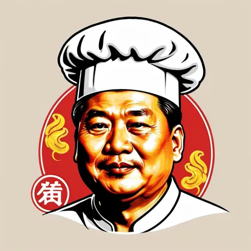 Prompt: Supreme Leader Xi Jinping in a chef hat for a street food logo, propaganda cartoon style 