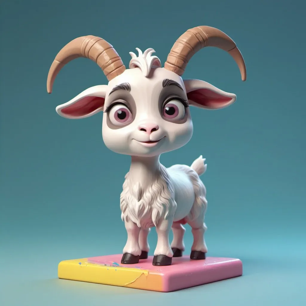 Prompt: Tiny cute goat painter
toy, standing
character, soft smooth
lighting, soft pastel
colors, skottie young,
3d blender render,
polycount, modular
constructivism, pop
surrealism, physically
based rendering,
square image