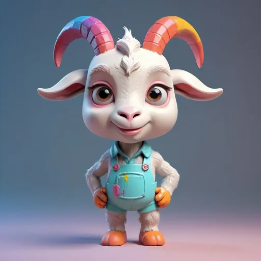 Prompt: Tiny cute goat painter
toy, standing
character, soft smooth
lighting, soft pastel
colors, skottie young,
3d blender render,
polycount, modular
constructivism, pop
surrealism, physically
based rendering,
square image