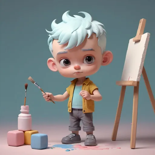 Prompt: Tiny cute boy painting
himself toy, standing
character, soft smooth
lighting, soft pastel
colors, skottie young,
3d blender render,
polycount, modular
constructivism, pop
surrealism, physically
based rendering,
square image.

