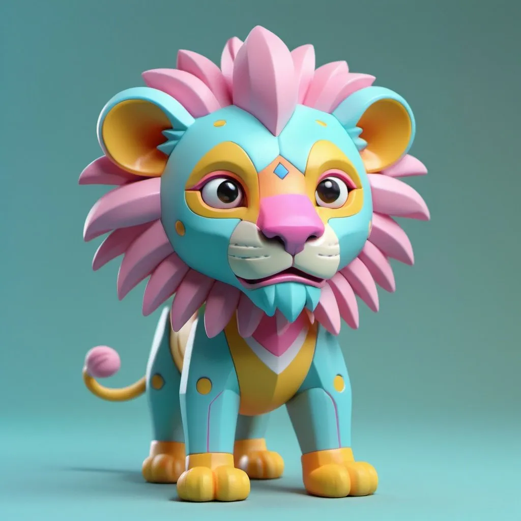 Prompt: Tiny psychedelic lion
toy, standing character,
soft smooth lighting,
soft pastel colors,
skottie young, 3d
blender render,
polycount, modular
constructivism, pop
surrealism, physically
based rendering,
square image