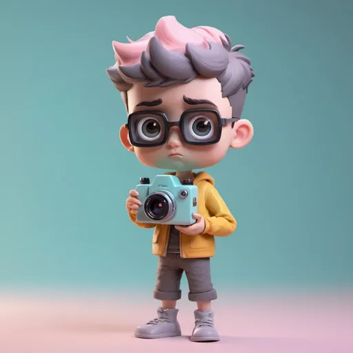Prompt: Tiny cute boy holding
camera toy, standing
character, soft smooth
lighting, soft pastel
colors, skottie young,
3d blender render,
polycount, modular
constructivism, pop
surrealism, physically
based rendering,
square image