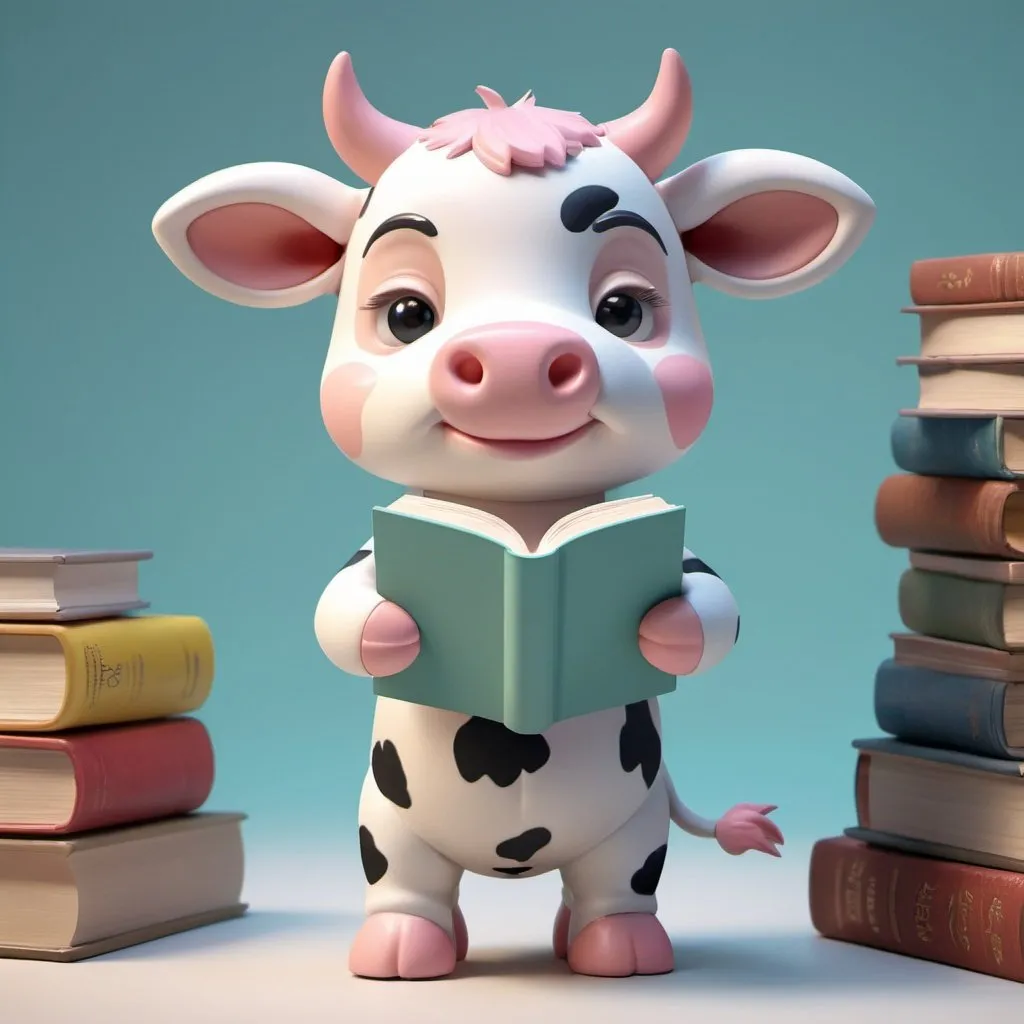 Prompt: Tiny cute cow toy,
reading a book,
standing character,
soft smooth lighting,
soft pastel colors,
skottie young, 3d
blender render,
polycount, modular
constructivism, pop
surrealism, physically
based rendering,
square image