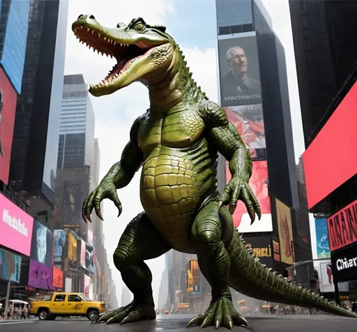 Prompt: You are reborn as a giant 10 foot tall crocodile man in a bronze age era world, you will be forced to help a bunch of small lizard dudes build, hunt and maybe even fight for five years. If you manage to make it without dying a wormhole will open up and swallow you whole and spit you out into the middle of times square, only a year has passed in the real world, you somehow manage to convince the authorities of your identity and they let you live relatively freely as long as they can study you. Only a year has passed in the real world, you instanteniously become the most famous creature in history and you get billion dollar deals for the right to use your image and adapt your story.