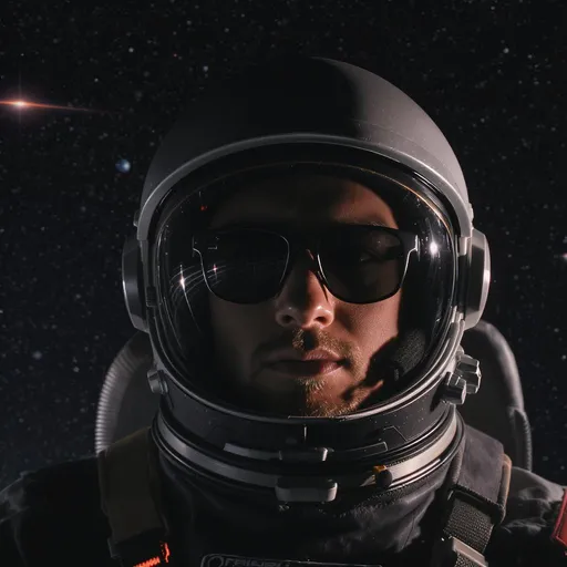 Prompt: person wearing shades in space wearing a helmet

