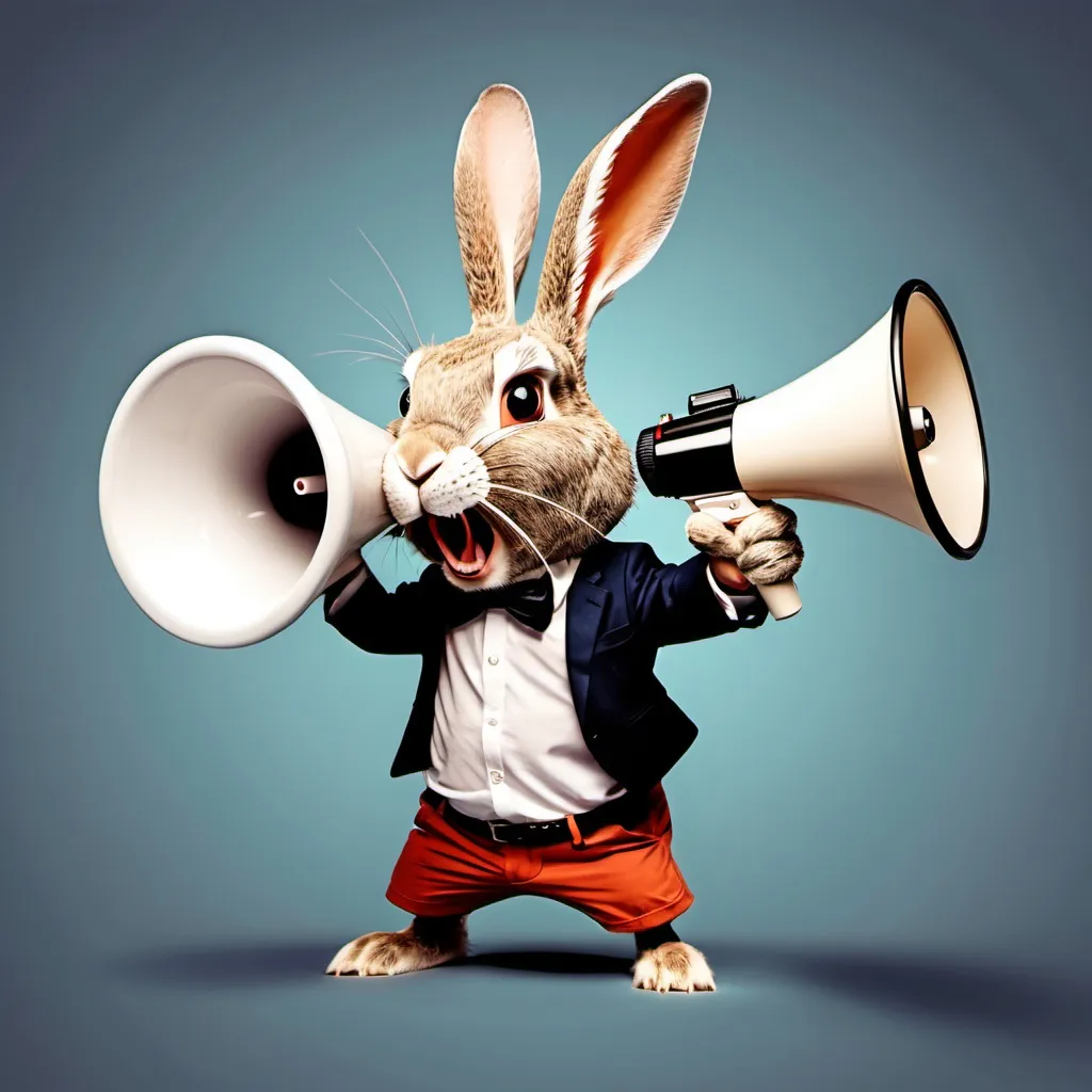 Prompt: furious rabbit with megaphone