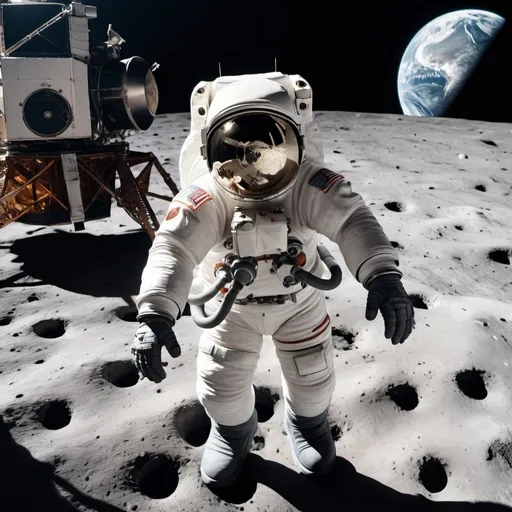 Prompt: "Generate an awe-inspiring image of an astronaut preparing to land on the moon, with the Earth looming in the background." resolution 1500 pixel wide

