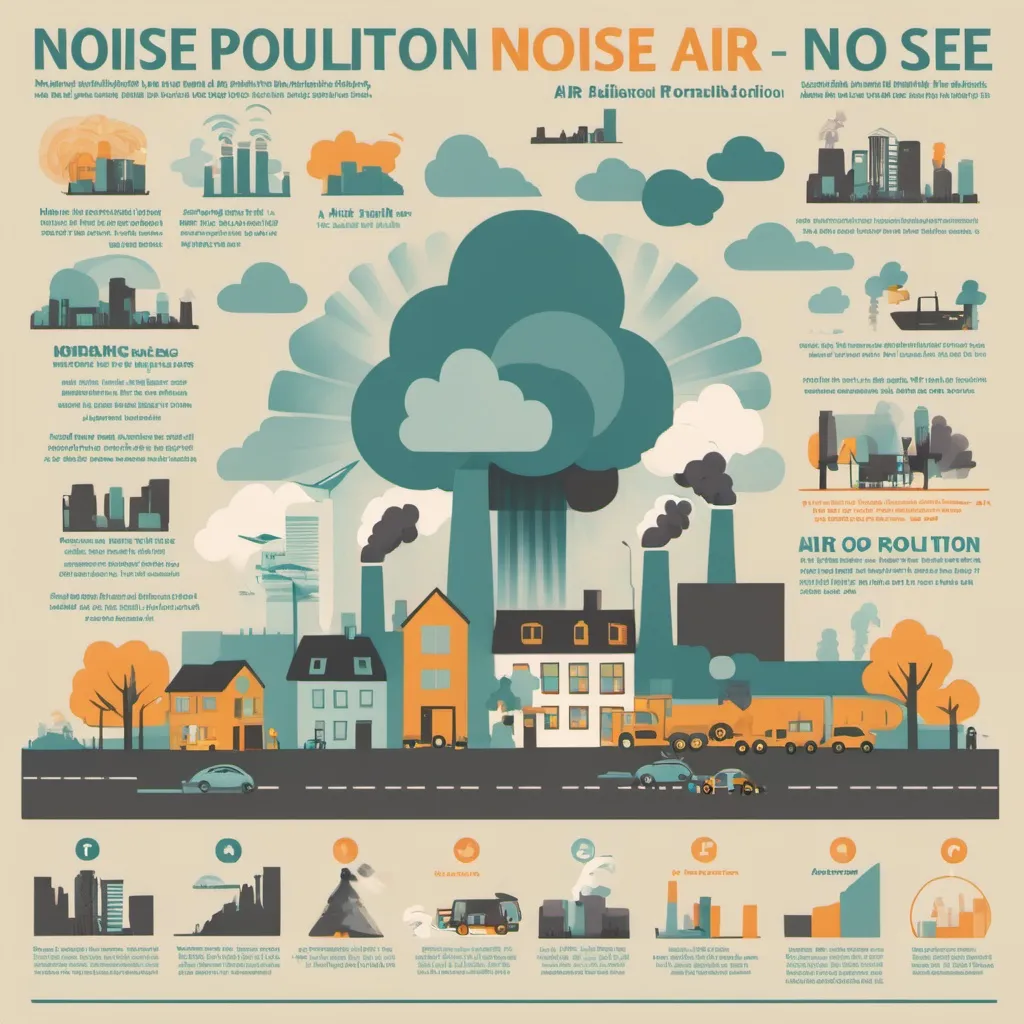 Prompt: poster about noise and air pollution