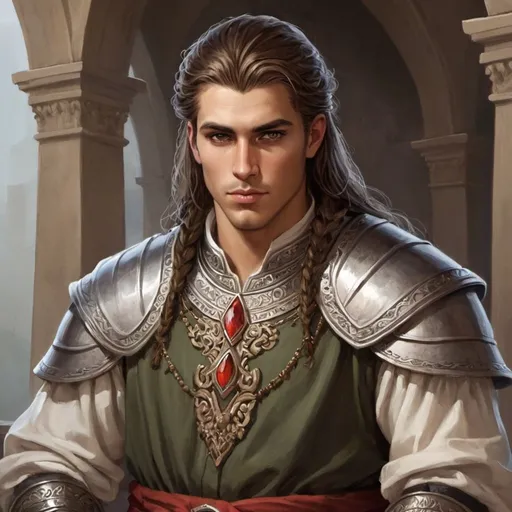 Prompt: Andrean, a Holderkin, was the Second son of Sensholding. He was one of Talia's older brothers and her protector, standing between her and the rest of their family. He insisted that Talia be allowed to continue reading, though the family matriarch, Keldar, believed it was complete foolishness. He secured her permission or lessened punishments, whatever she needed at the time. He is described as handsome and gentle with a good sense of humor. - Artwork in the style of Diana Miller-Pierce
