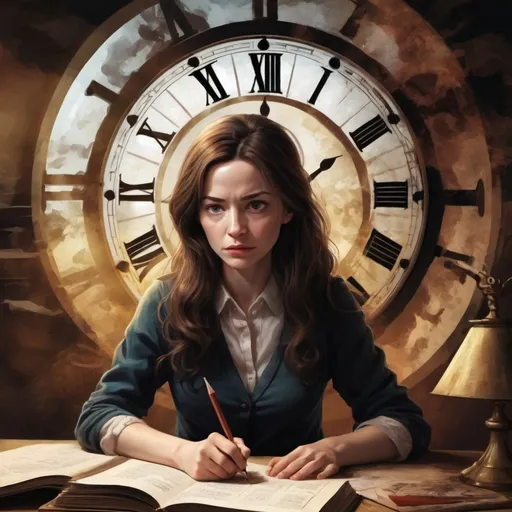 Prompt: Anne is preparing for the upcoming year of teaching chaos when she discovers a revelation that stirs some long-buried emotions and memories. - artwork in the style of Dominic Orologio