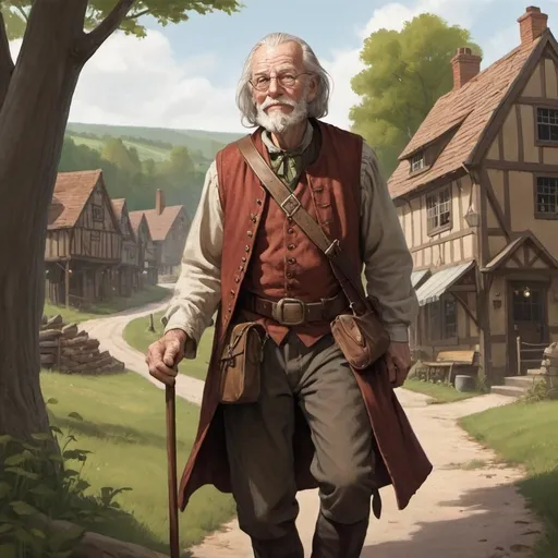 Prompt: Aaron said he was a traveler, an old man on his way to Woodberry to look after his grandchildren following their father's death in the murderous riot at the village inn.
In fact, Aaron was Master Bard Terek in disguise. Unfortunately, he didn't fool his quarry, the minstrel Sorrel. - Artwork by Daniel Wall