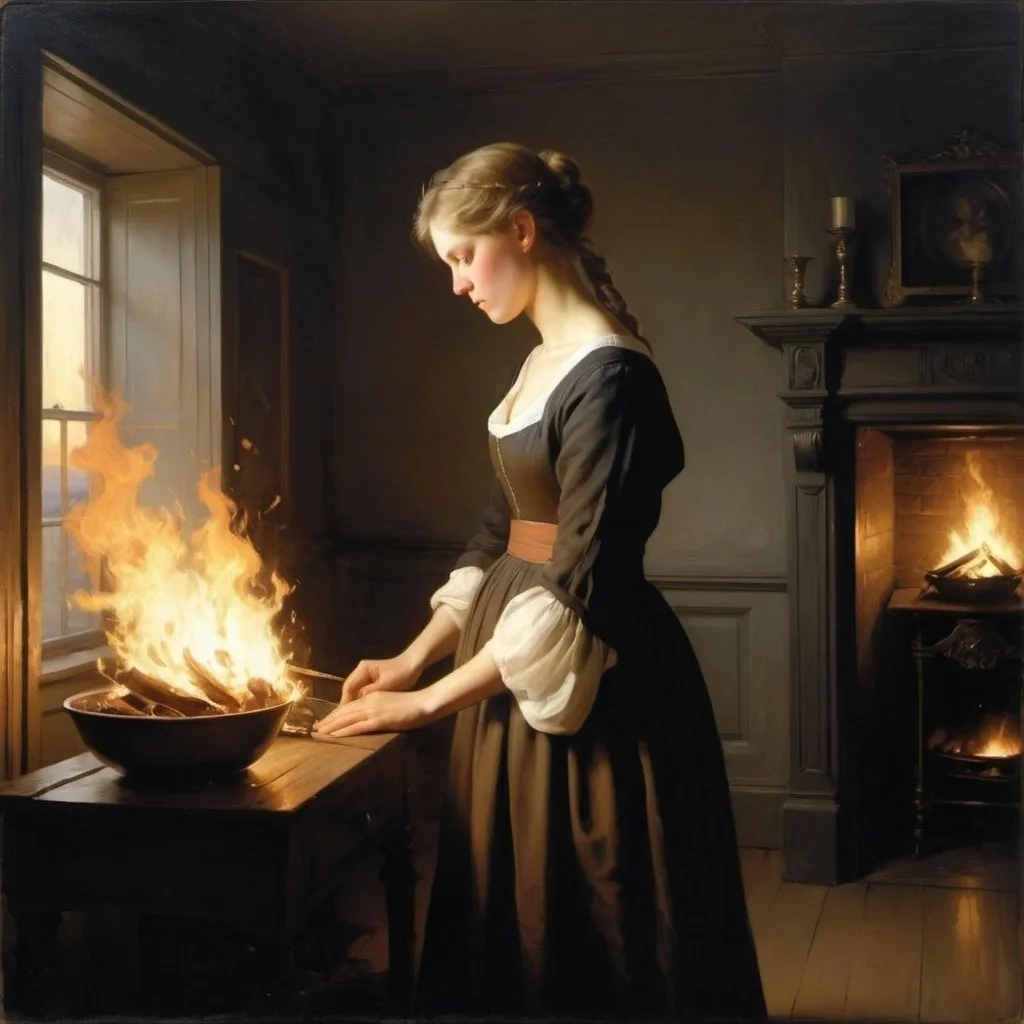 Prompt: In what distant deeps or skies. 
Burnt the fire of thine eyes? 
On what wings dare he aspire? 
What the hand, dare seize the fire? - Artwork in the style of Carl Holsoe