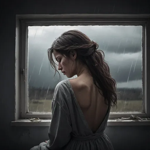 Prompt: She did not hear the story as many women have heard the same, with a paralyzed inability to accept its significance. She wept at once, with sudden, wild abandonment, in her sister's arms. When the storm of grief had spent itself, she went away to her room alone. She would have no one follow her. - Artwork in the style of Chahat Bavanya