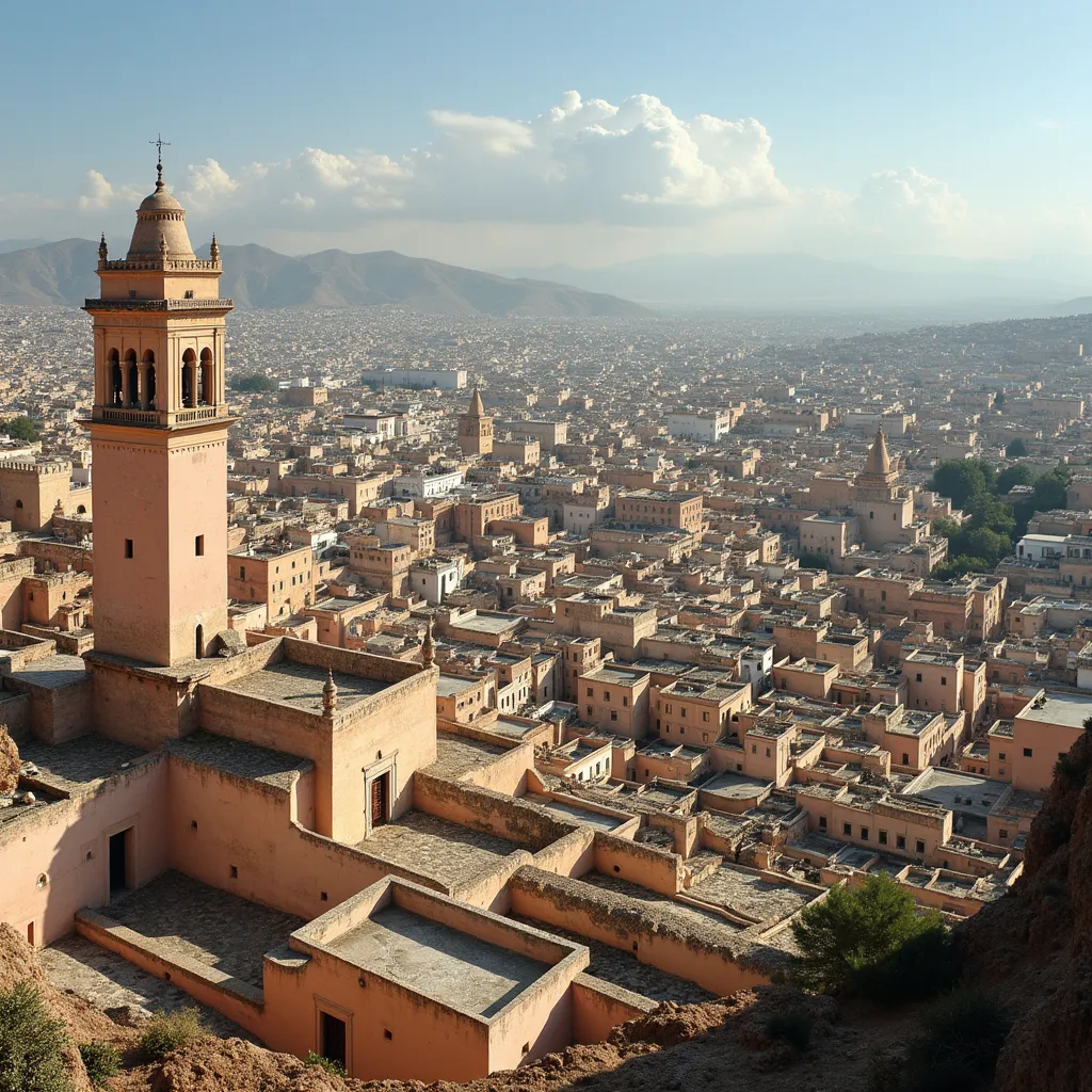Prompt: The city of Fez in Morocco, Bab Boujloud