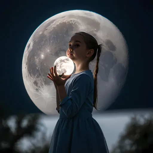 Prompt:  girl holding a moon